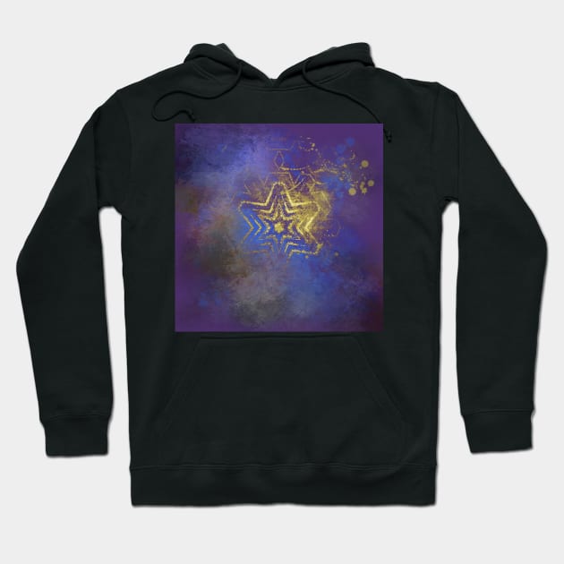 Gold star with purple  mandala Hoodie by hereswendy